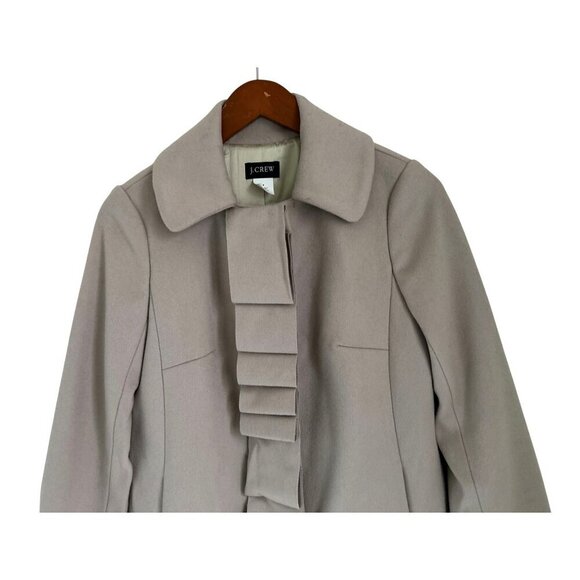 J.Crew Womens Ruffle Front 100% Wool Coat Size Pale Gray Long Sleeve - Picture 6 of 11